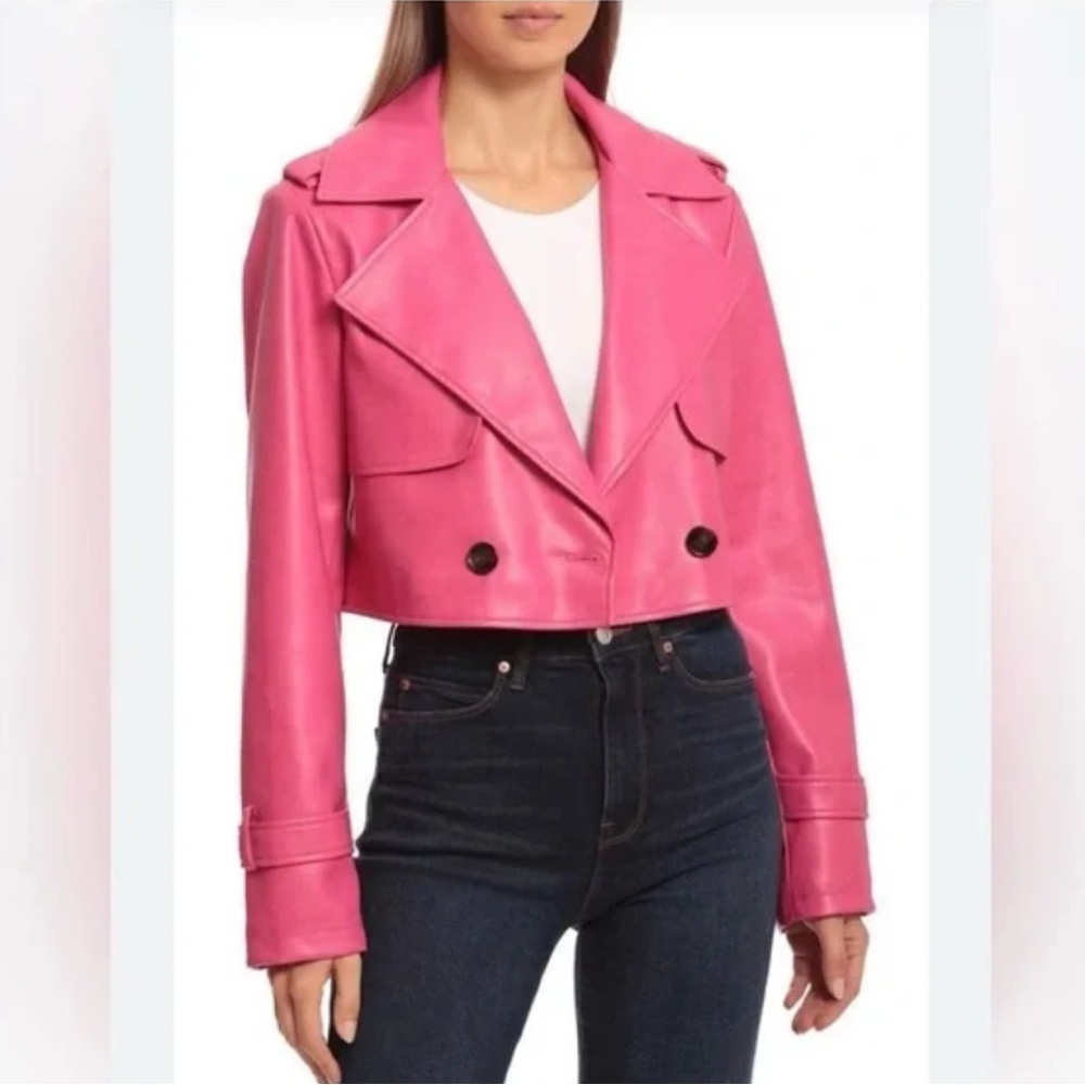 Avec Les Filles Pink Trench Coat with Notched Lapels